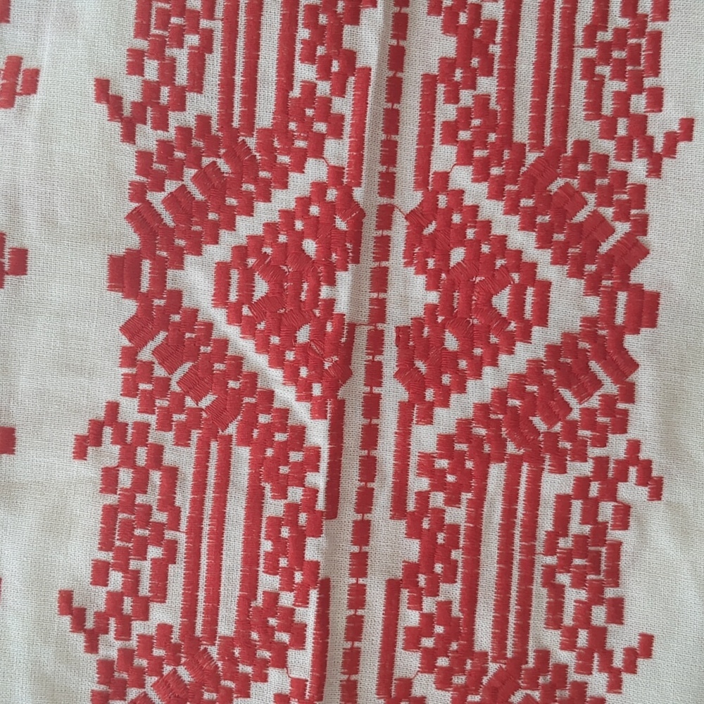 Red Embroidered Fabric